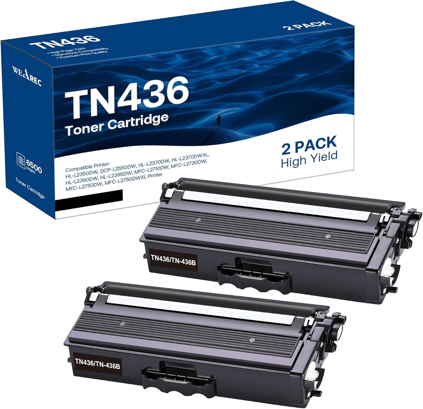 High-Quality TN436BK Compatible Toner 2-Pack for Brother Printers