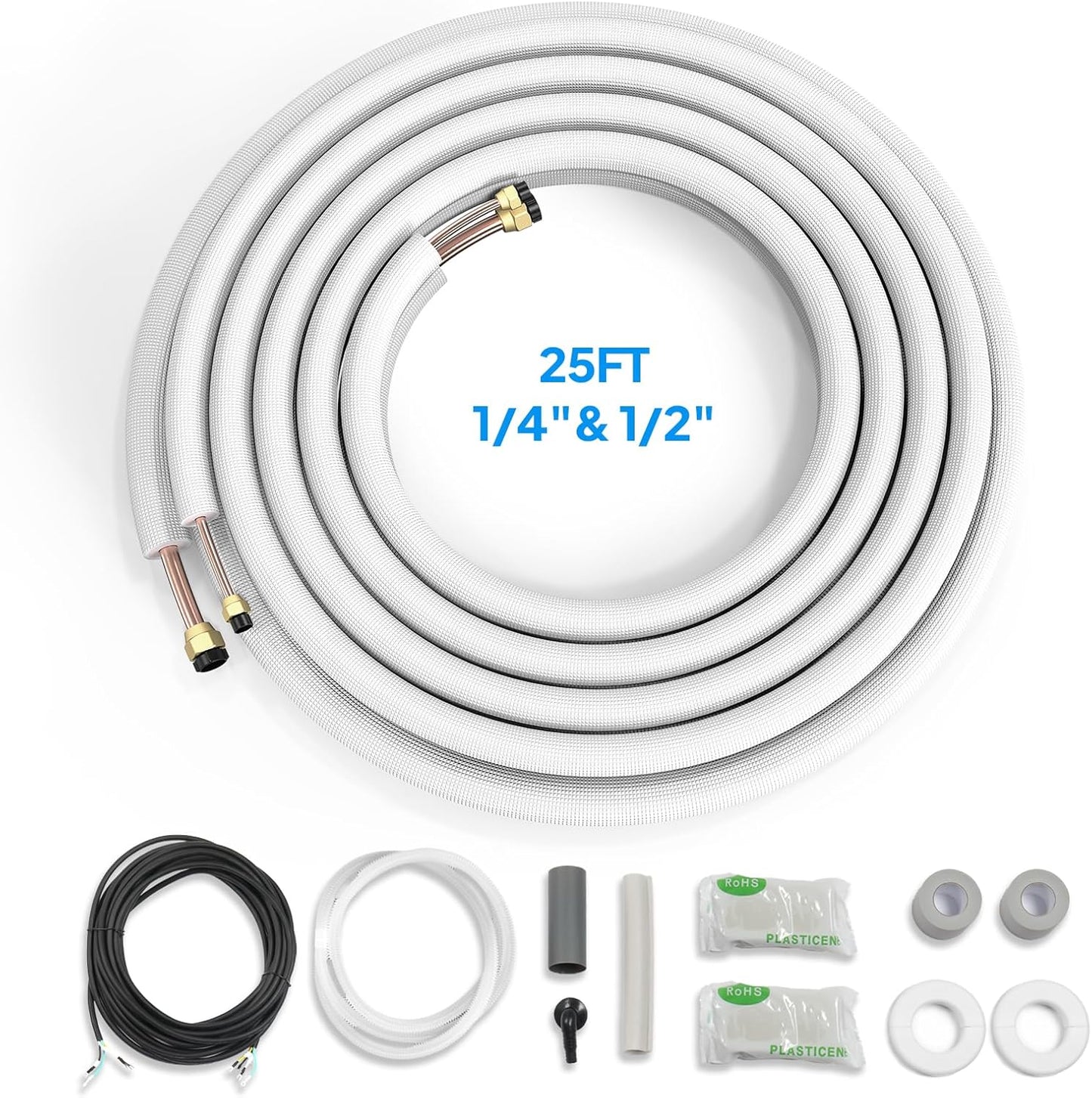 ROVSUN 25 Ft Mini Split Line Set for Efficient Cooling & Heating