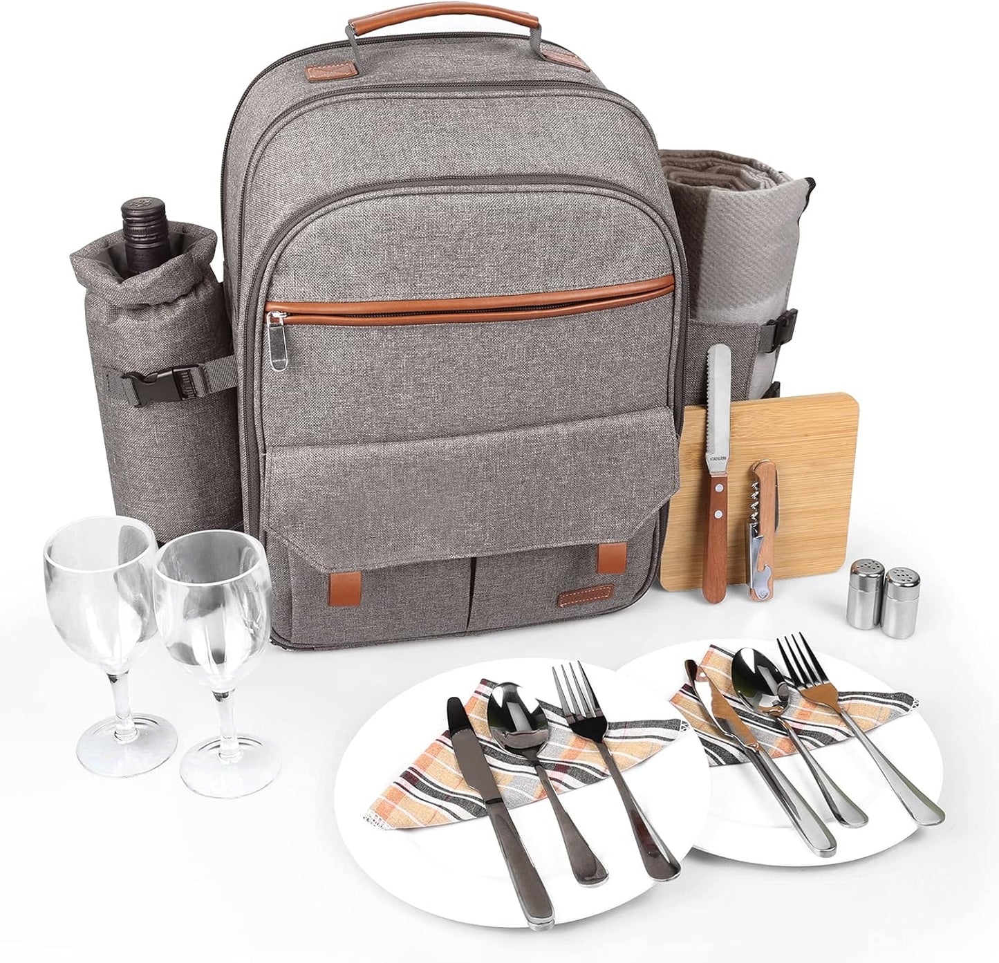 Sunflora Insulated Picnic Backpack for 2 with Cooler & Blanket