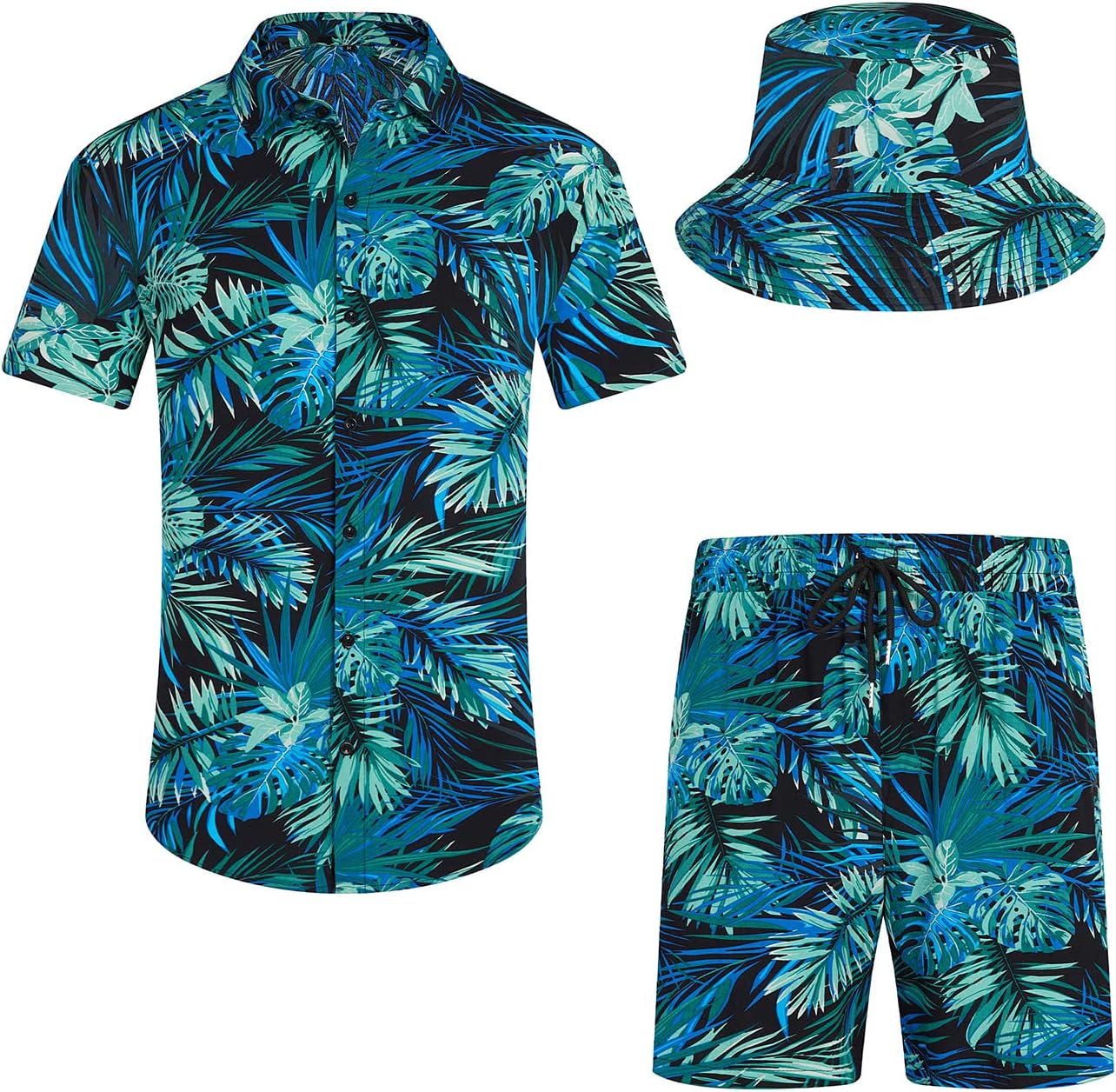 Men's Flower Hawaiian Sets Casual Short Sleeve Shirt and Shorts