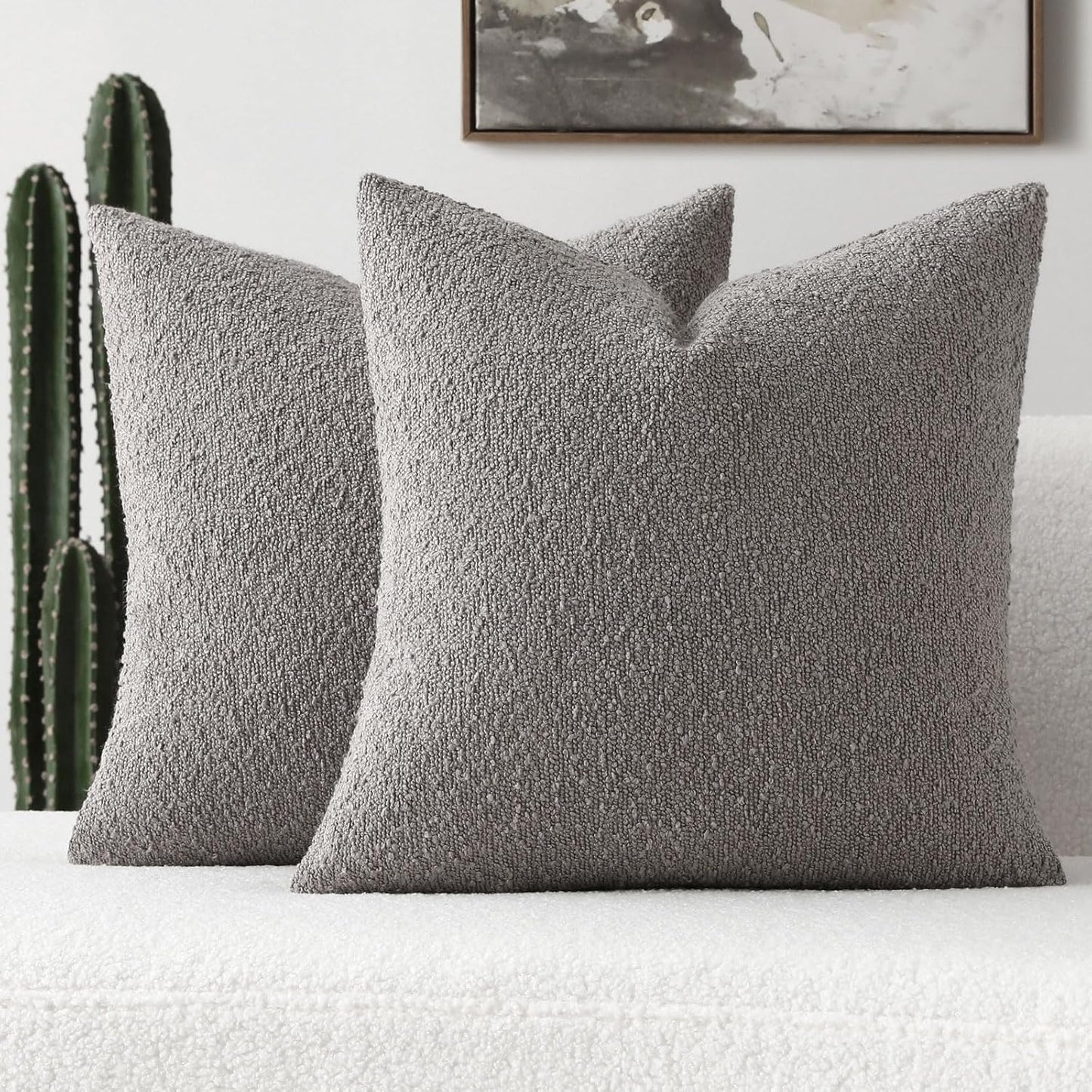 FUTEI Pack of 2 Light Grey Decorative Throw Pillow Covers