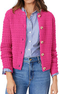 Women Knit Cardigan Sweater - Cotton Blend Long Sleeve Button Down