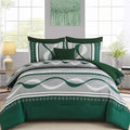 Anibedding Dark Green Comforter Set Queen Size - All Season Patchwork
