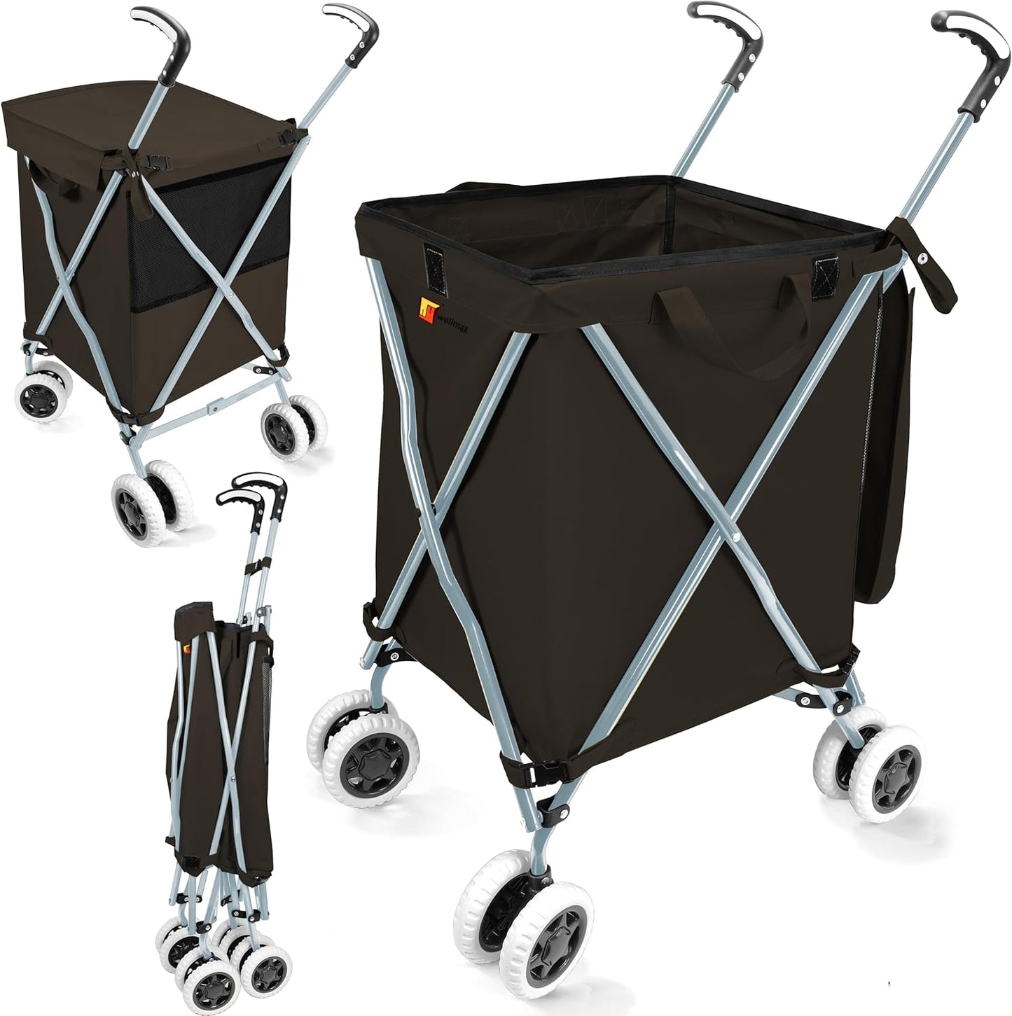 Wellmax WM99100 Folding Shopping Cart with Wheels for Groceries
