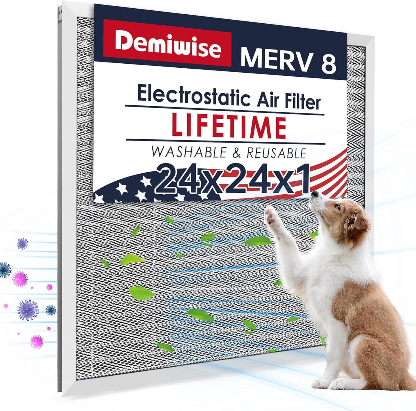 Demiwise 24x24x1 Electrostatic Air Filter for HVAC Systems