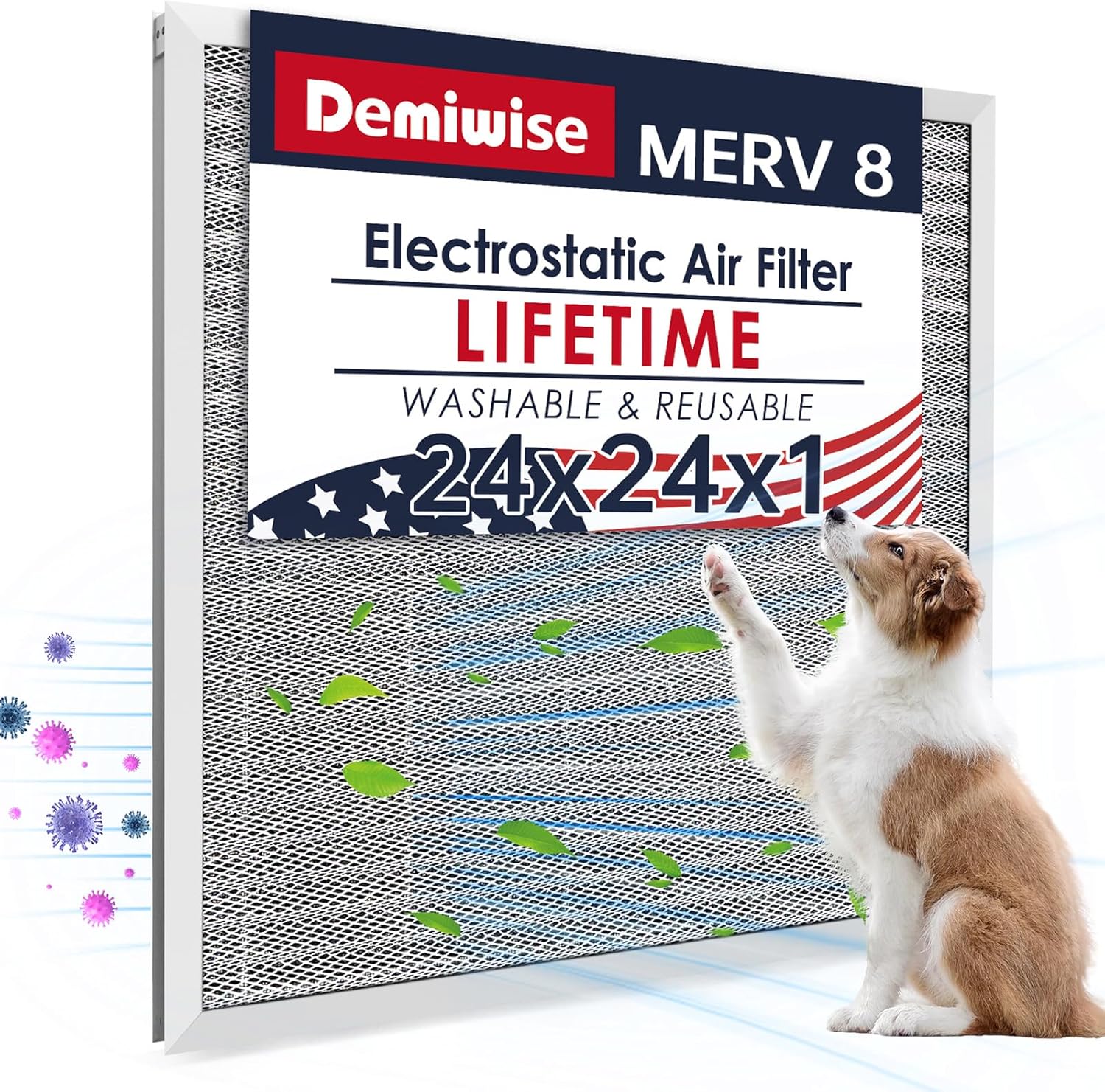 Demiwise 24x24x1 Electrostatic Air Filter for HVAC Systems