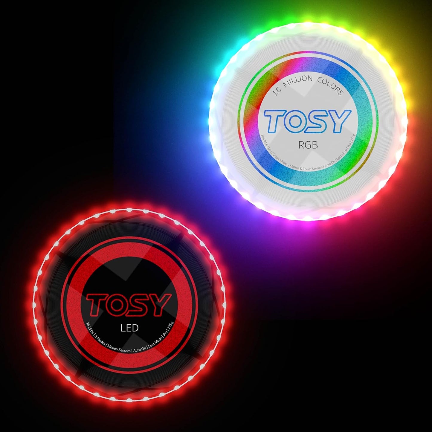 TOSY LED Flying Disc Bundle - RGB White + Red Lights