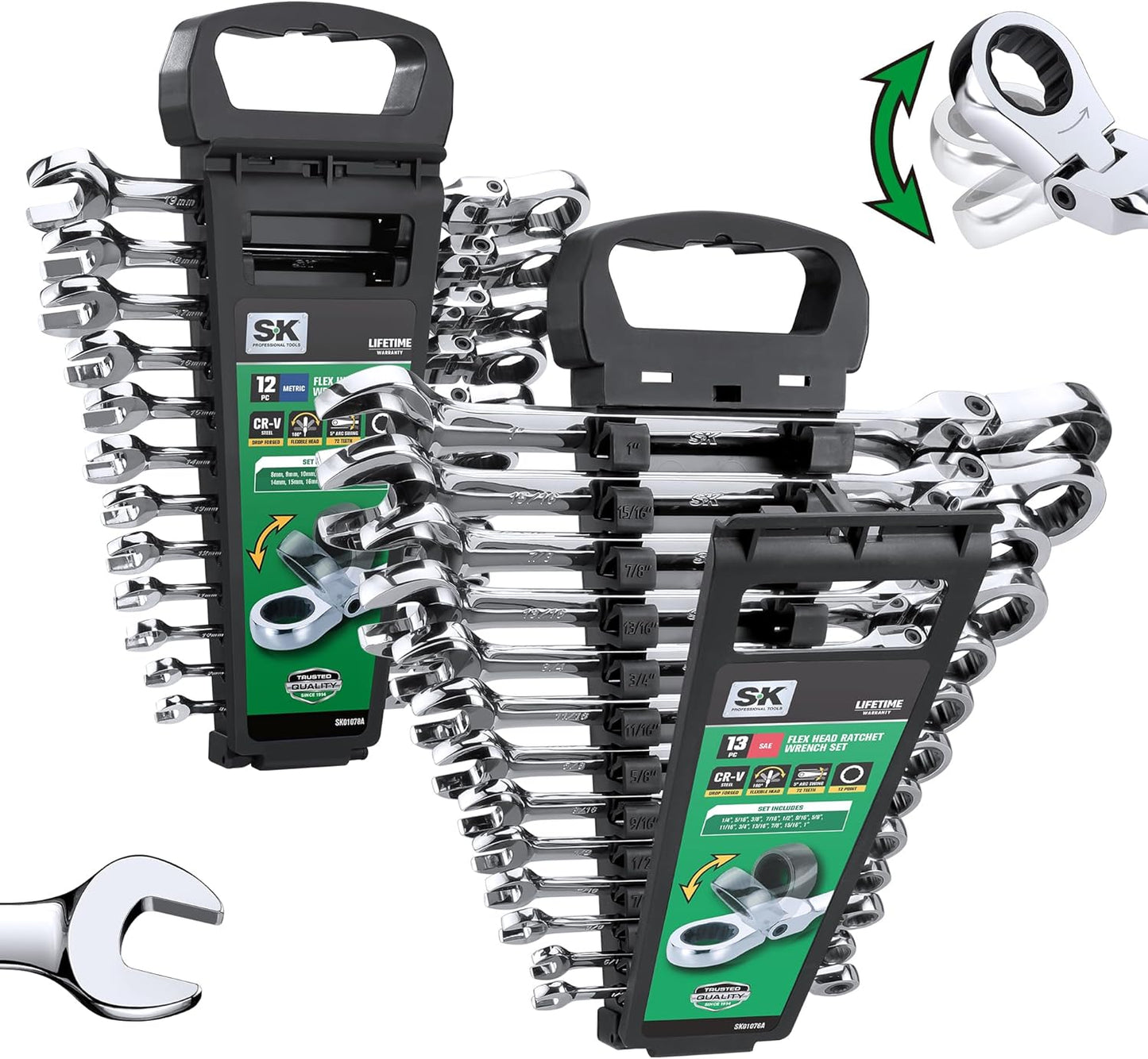 SK Flex-Head Ratcheting Wrench Set - 25-Piece Combination Set