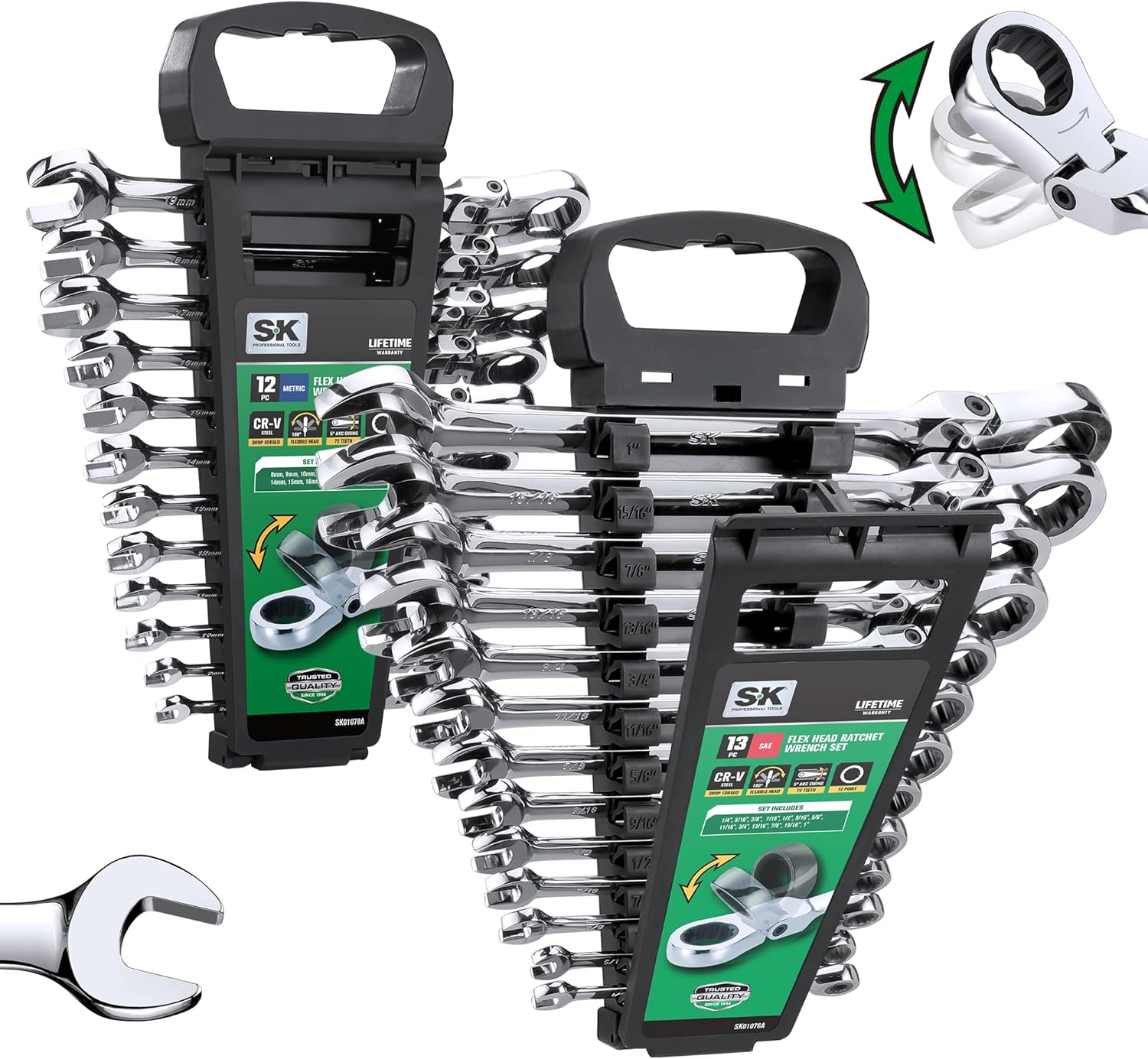 SK Flex-Head Ratcheting Wrench Set - 25-Piece Combination Set