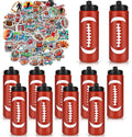 12 Pack Football Water Bottle Bulk with 300 Stickers - Team Hydration