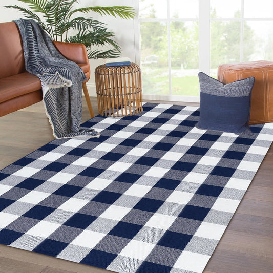 KOZYFLY Buffalo Plaid Area Rug 4 x 6 Ft for Indoor and Outdoor