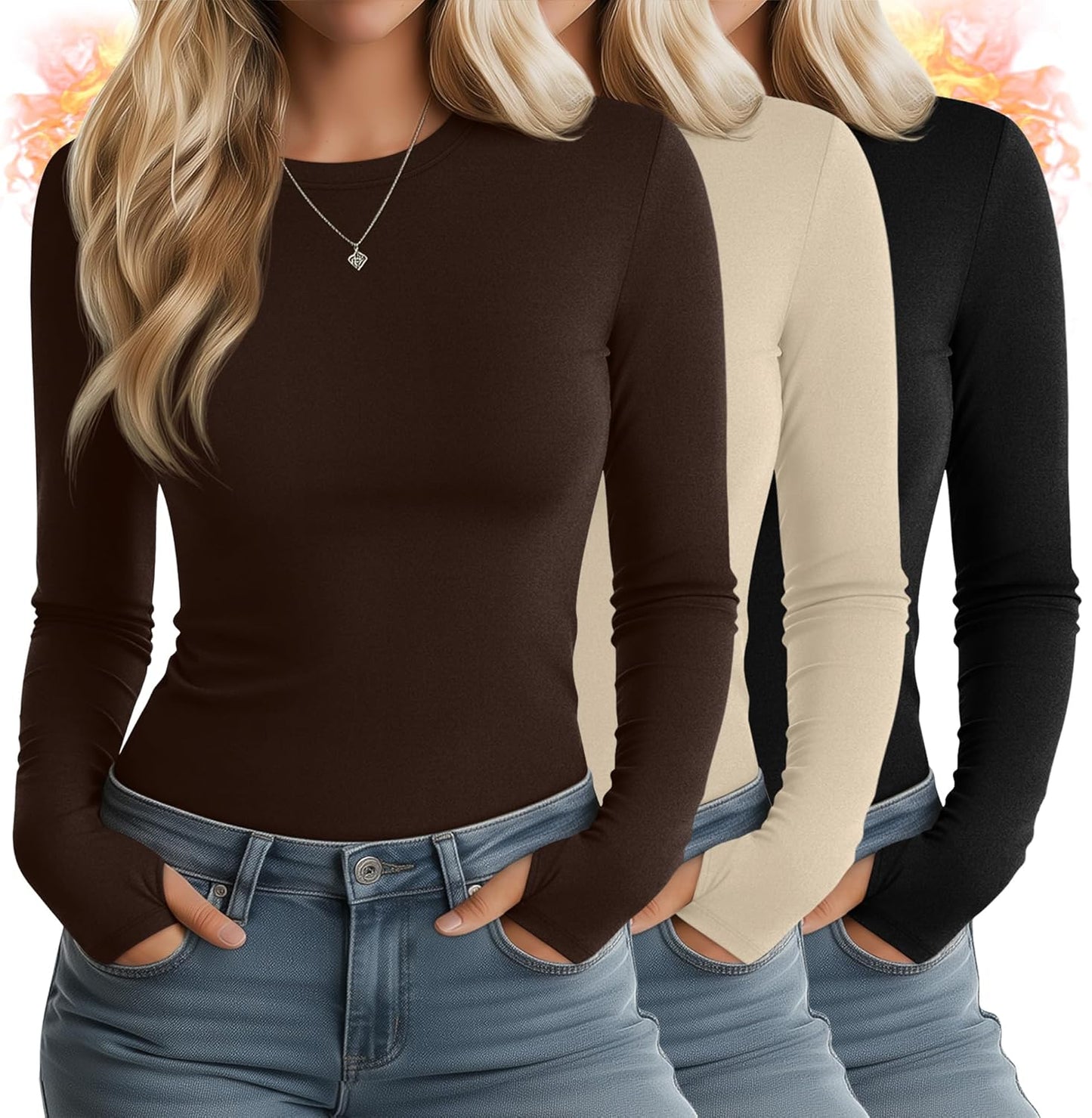 Huukeay Women's Thermal Shirts with Thumb Holes for Comfort