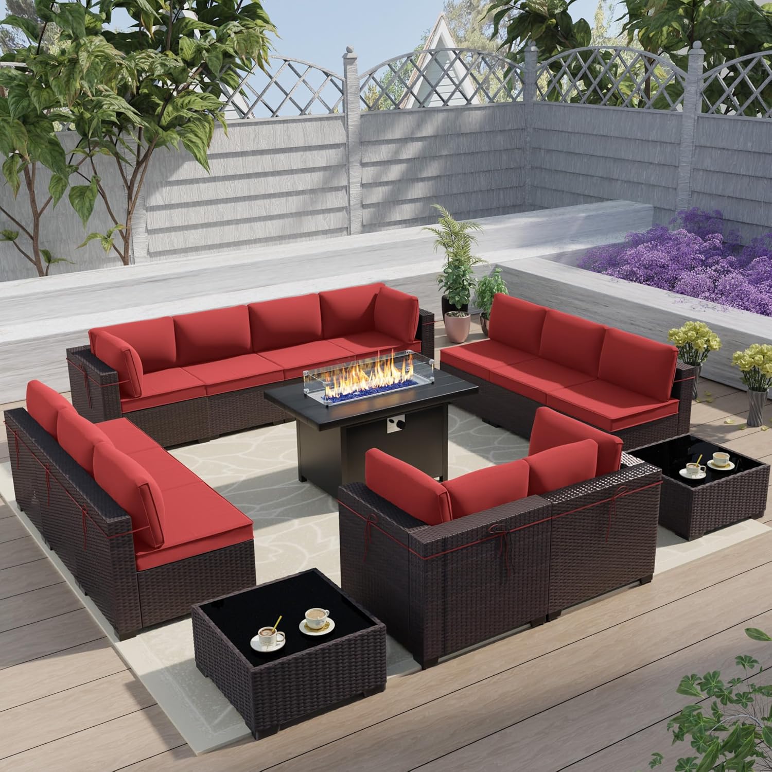 Outdoor Terrace Furniture Set with Fire Pit for Cozy Gatherings