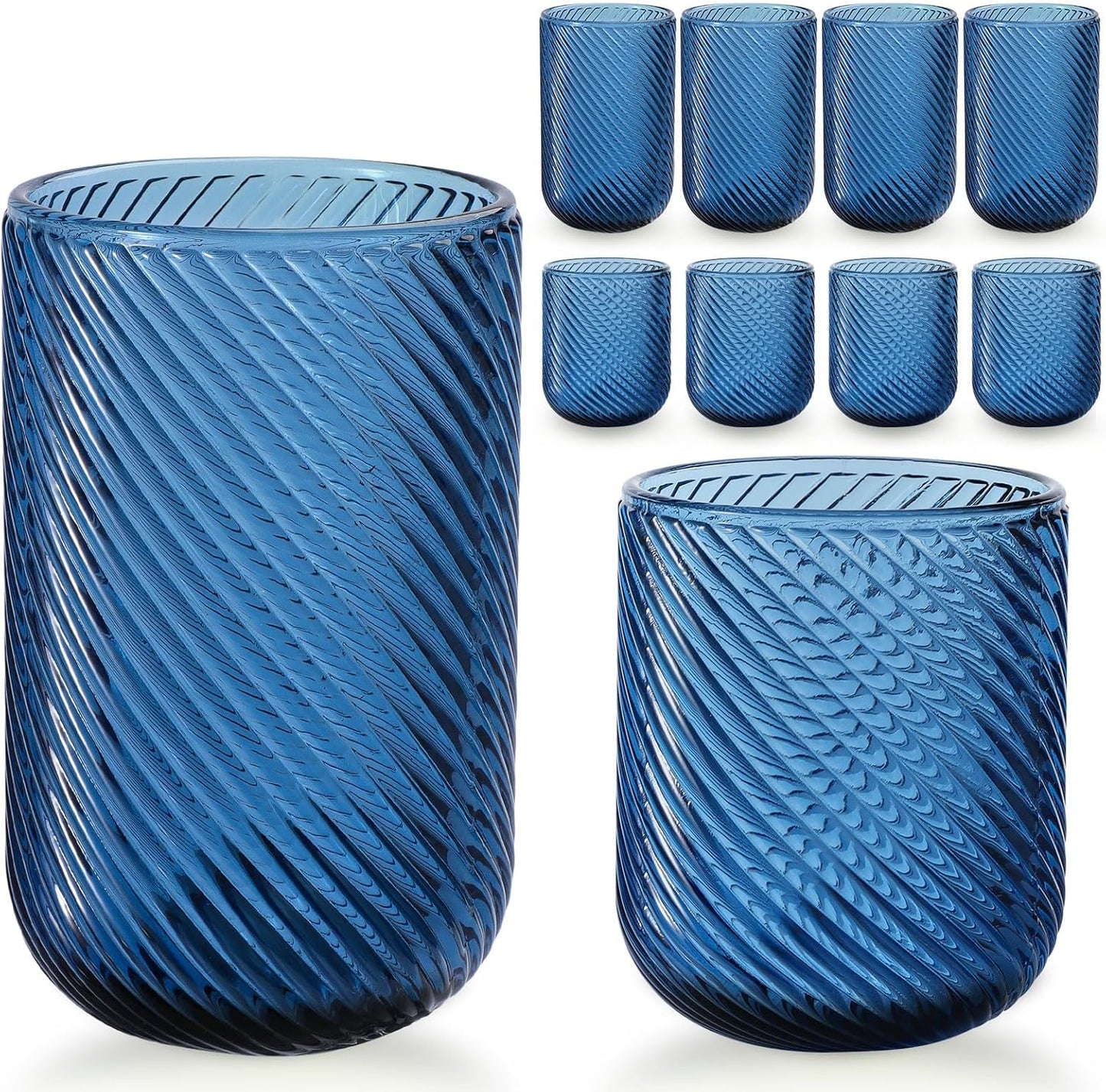 Set of 8 Ribbed Glassware for Stylish Drinking Experiences