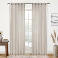 Oatmeal Beige Country Curtains 102in Long 70in Wide - Sheer Linen Look