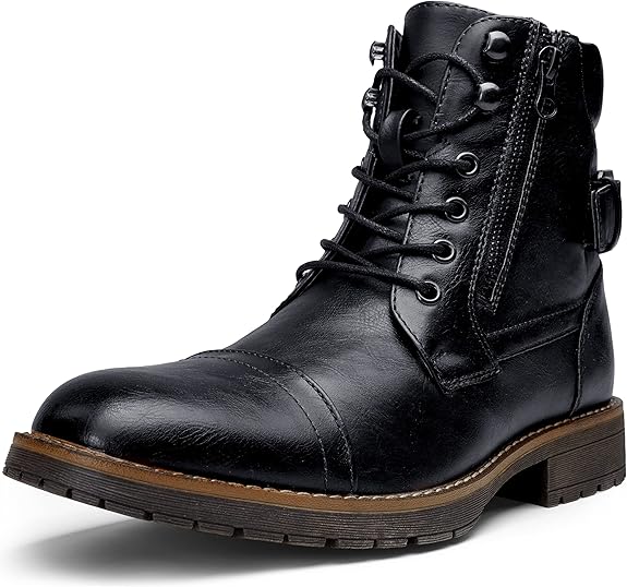 Vostey Men's Casual Combat Ankle Boots for Stylish Comfort
