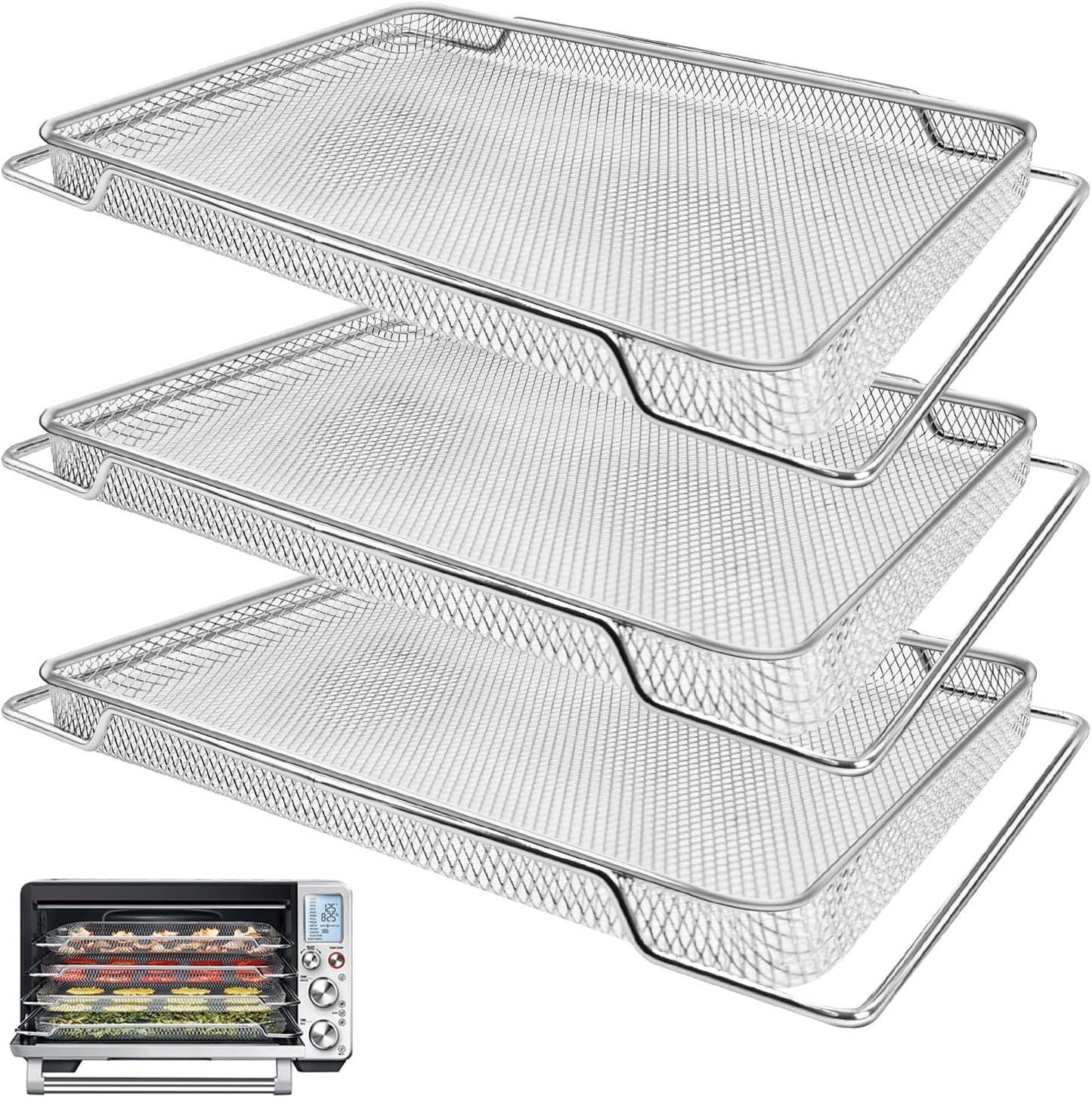 3PCS Dehydrate Mesh Baskets for Breville Air Fryer - Food Grade Steel