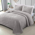 Twin Quilt Bedding Set Light Grey - Ultrasonic Geometric Coverlet