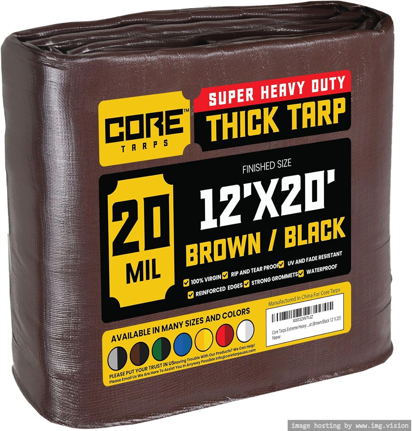Core Tarps Extreme Heavy Duty 20 Mil Waterproof Tarp Cover