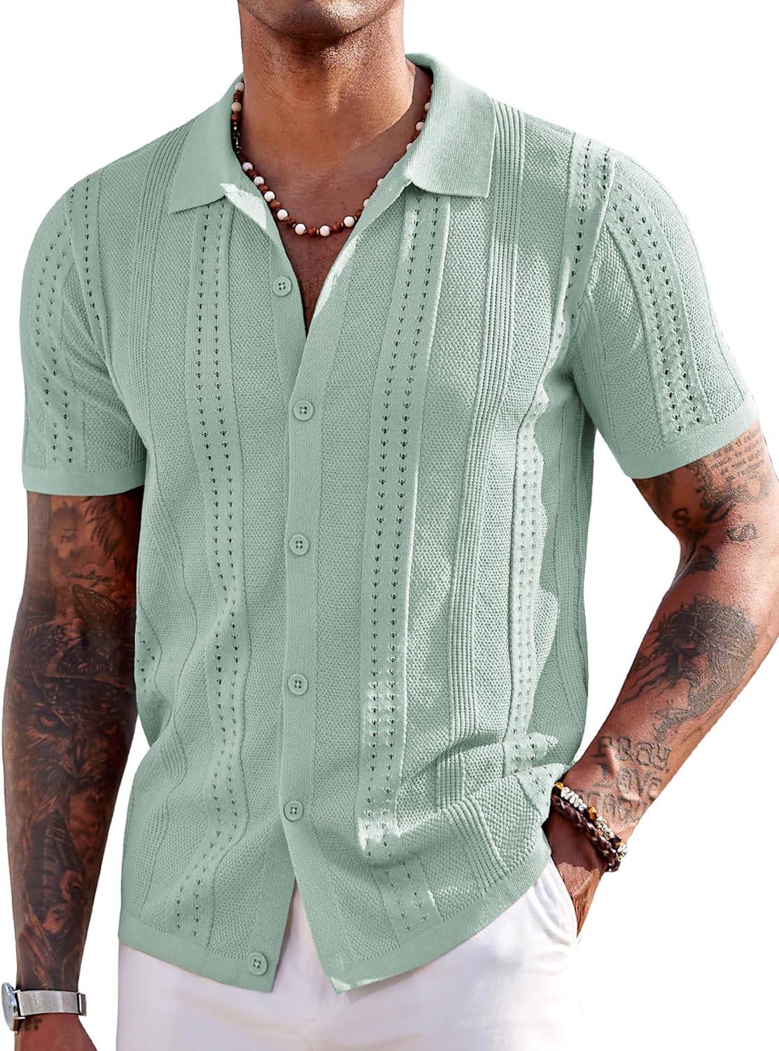 COOFANDY Men's Knit Shirts Short Sleeve Polo for Summer Style