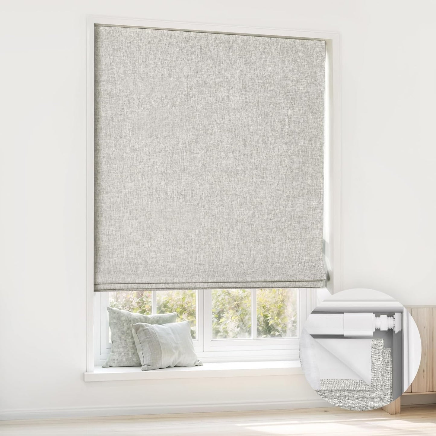 Cordless Roman Shades for Windows - Blackout Thermal Insulated