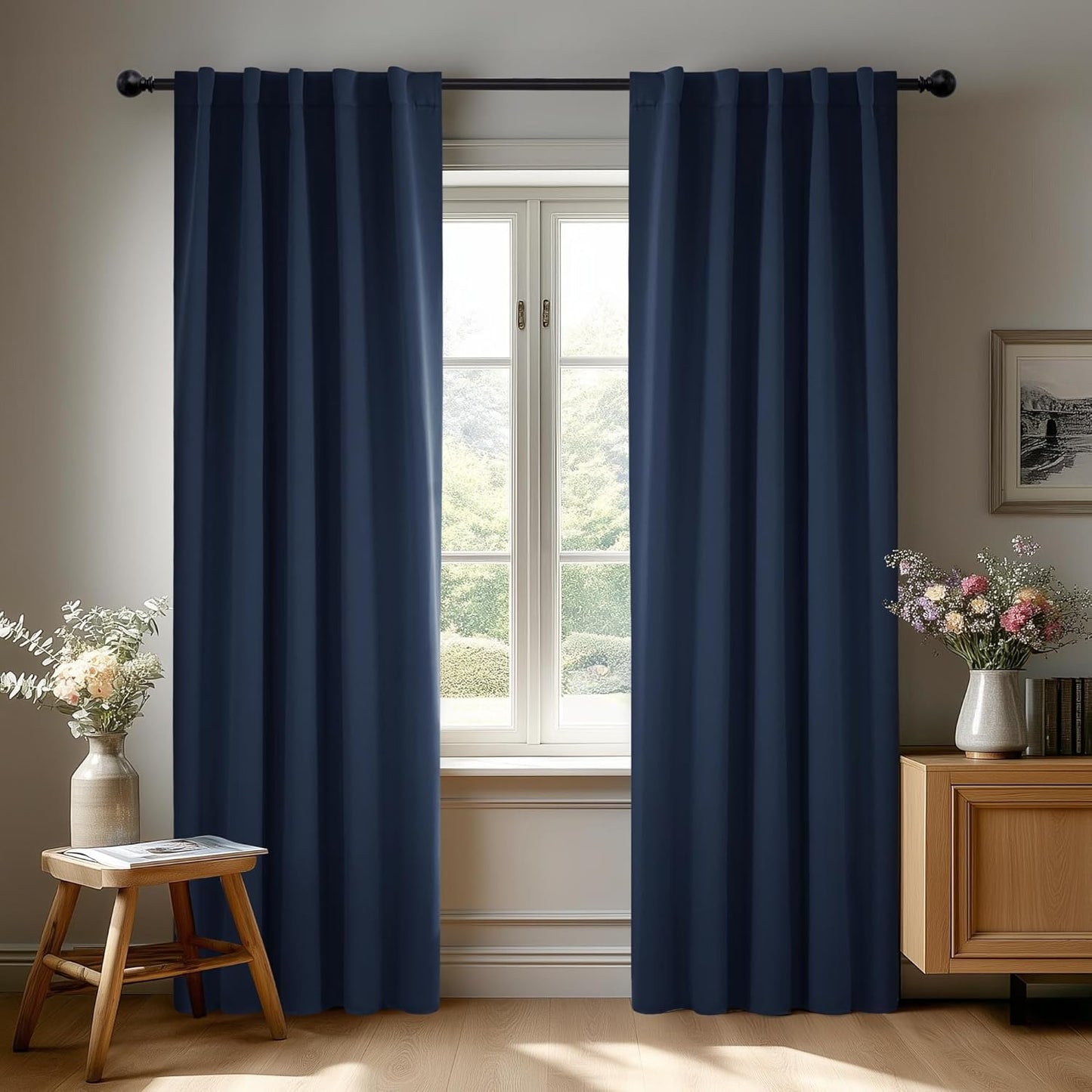 Deconovo Blackout Curtains for Bedroom and Living Room, Navy Blue