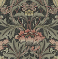 Charcoal & Rosewood Acanthus Peel and Stick Wallpaper - Removable