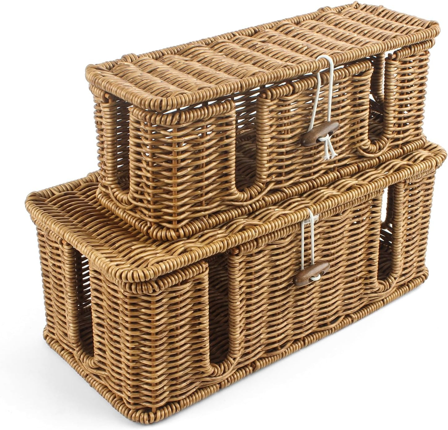 Handwoven Rattan Cable Organizer Set - Manage Cords Easily!