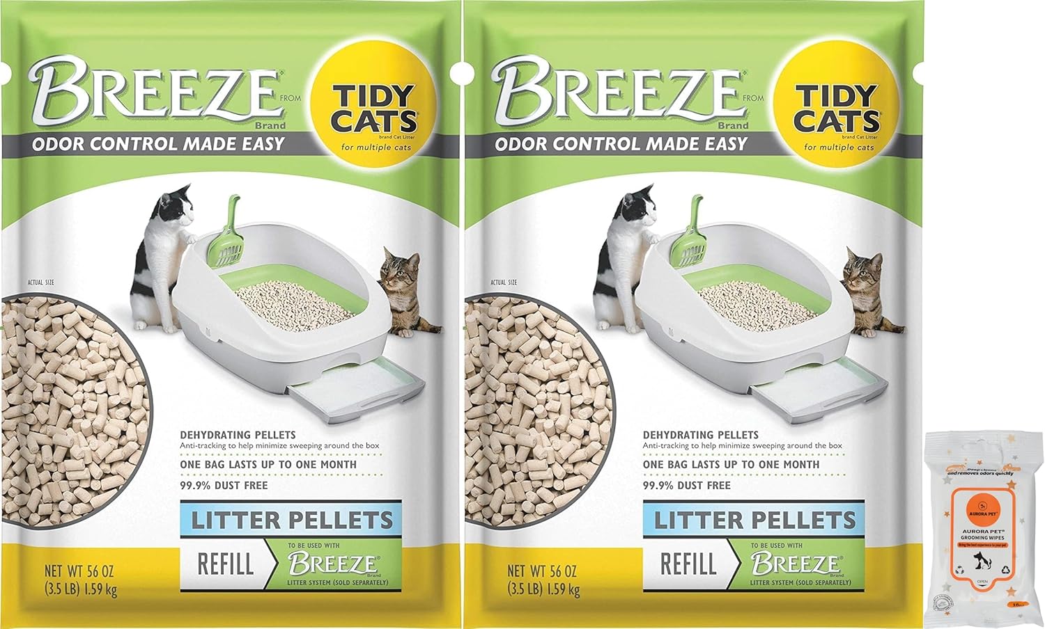 Tidy Cat Breeze Pellets 3.5 lbs Bundle with Pet Wipes for Cats