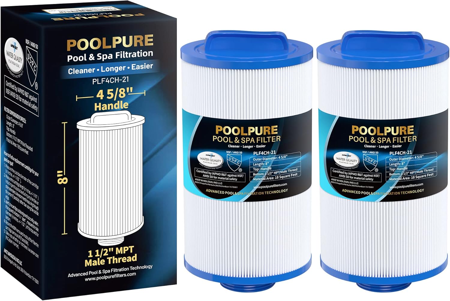POOLPURE 4CH-21 Spa Filter for Crystal-Clear Water Quality