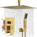 16 in Ceiling Mounted Rain Mixer Shower System - Brushed Gold