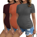 Ekouaer Womens Maternity Shirts 3 Pack - Soft Stretch Pregnancy Tees