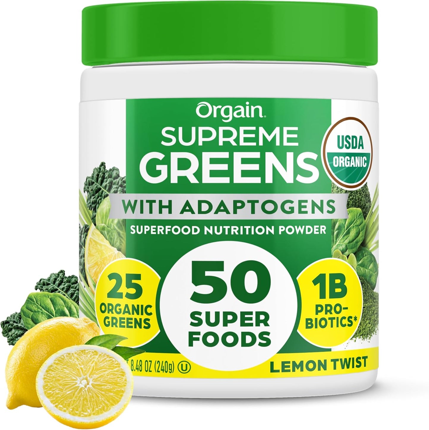 Orgain Supreme Greens Powder for Gut Health and Immune Support