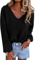 KIRUNDO Oversized V Neck Sweater for Women - Cozy Fall Pullover