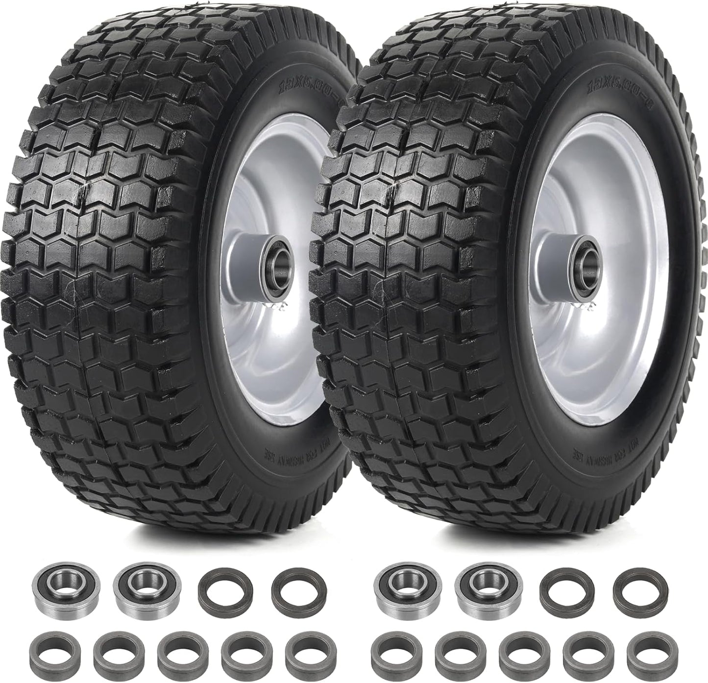 13x5.00-6 Flat Free Tire and Wheel Assemblies for Lawn Mowers