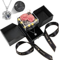 Preserved Double Rose Necklace Set with Heart - Timeless Gift