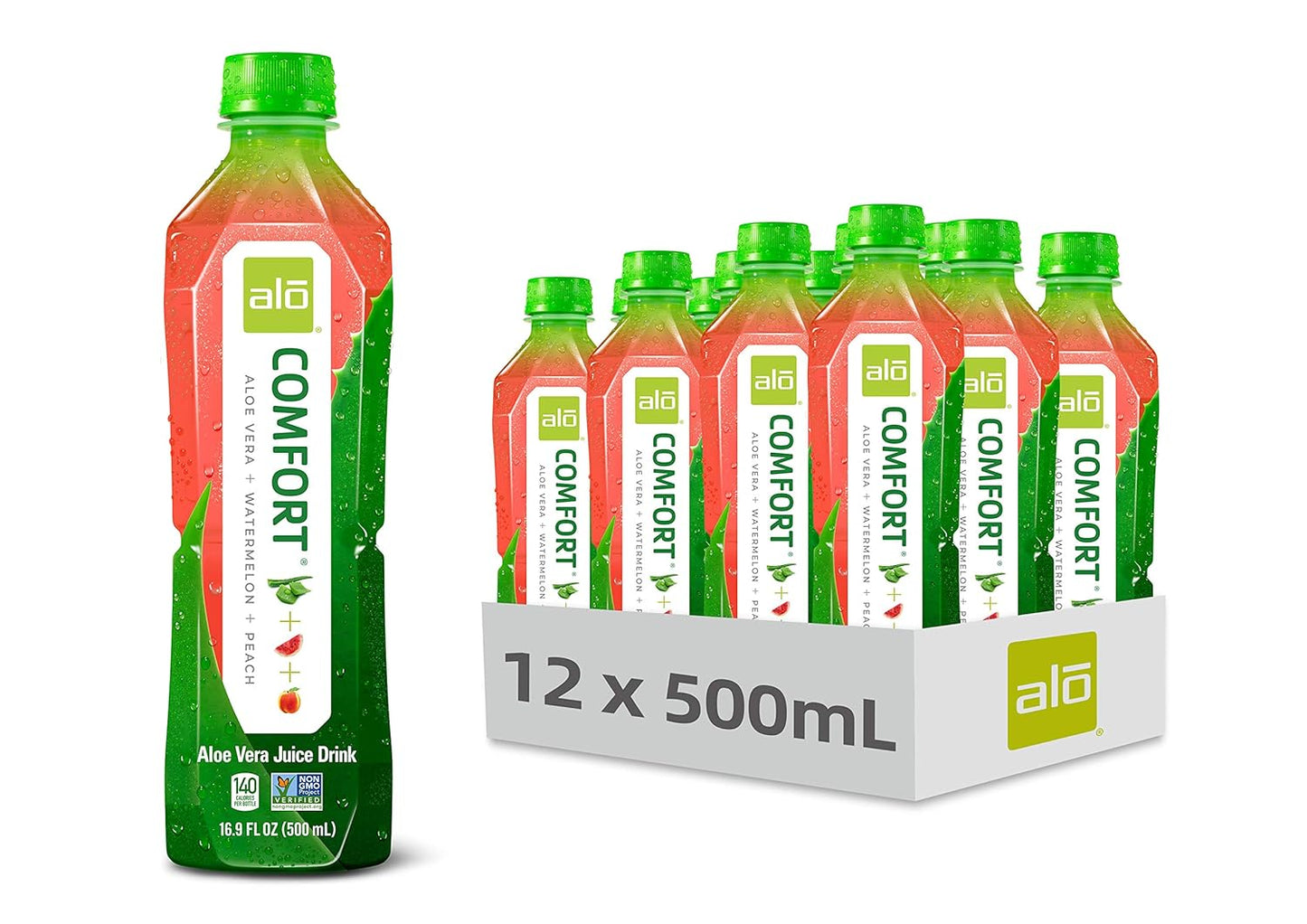 Refreshing Aloe Vera Juice Drink with Watermelon and Peach Flavor