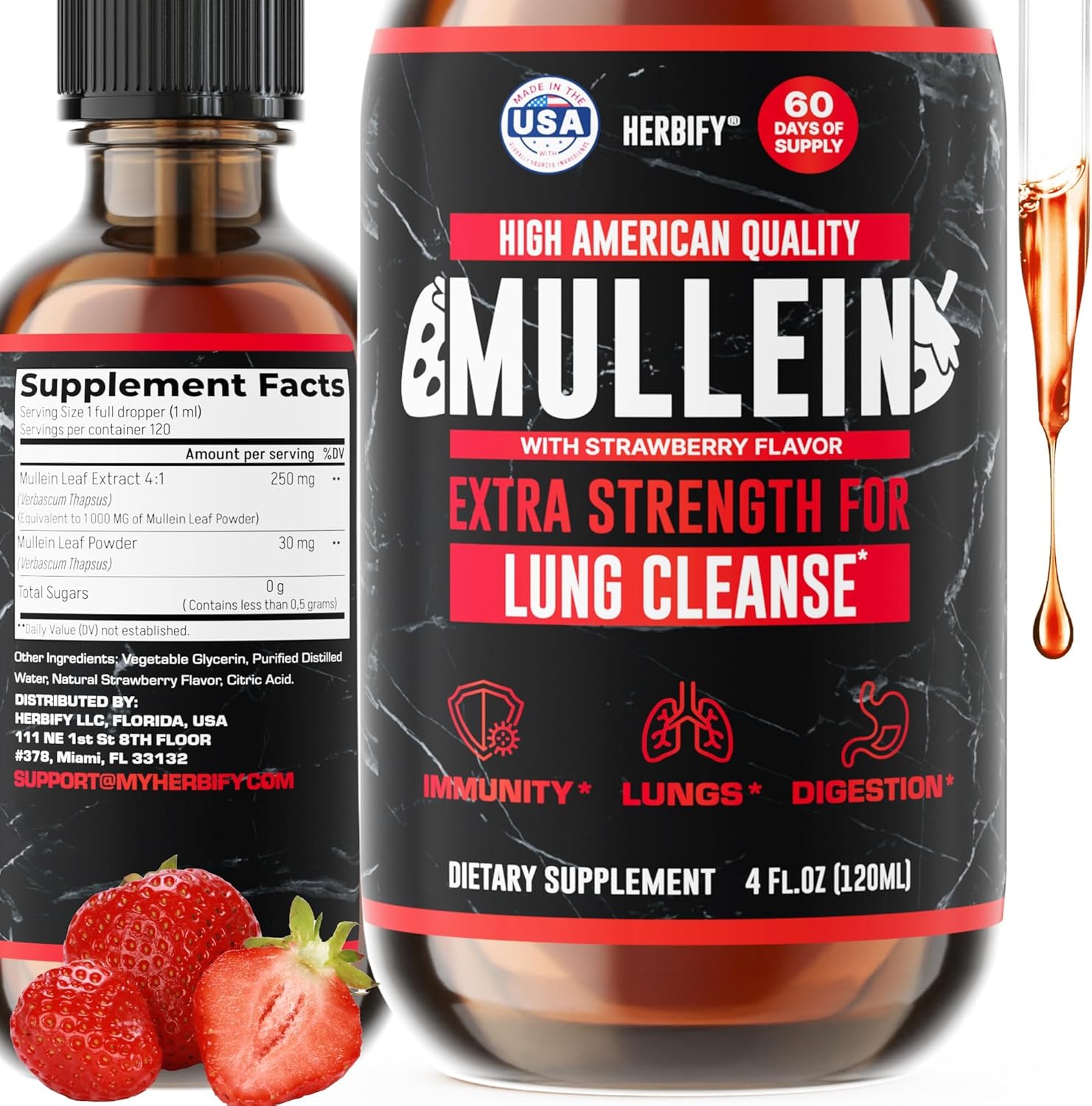 Mullein Drops for Lung Cleanse and Immune Support - 4 Oz