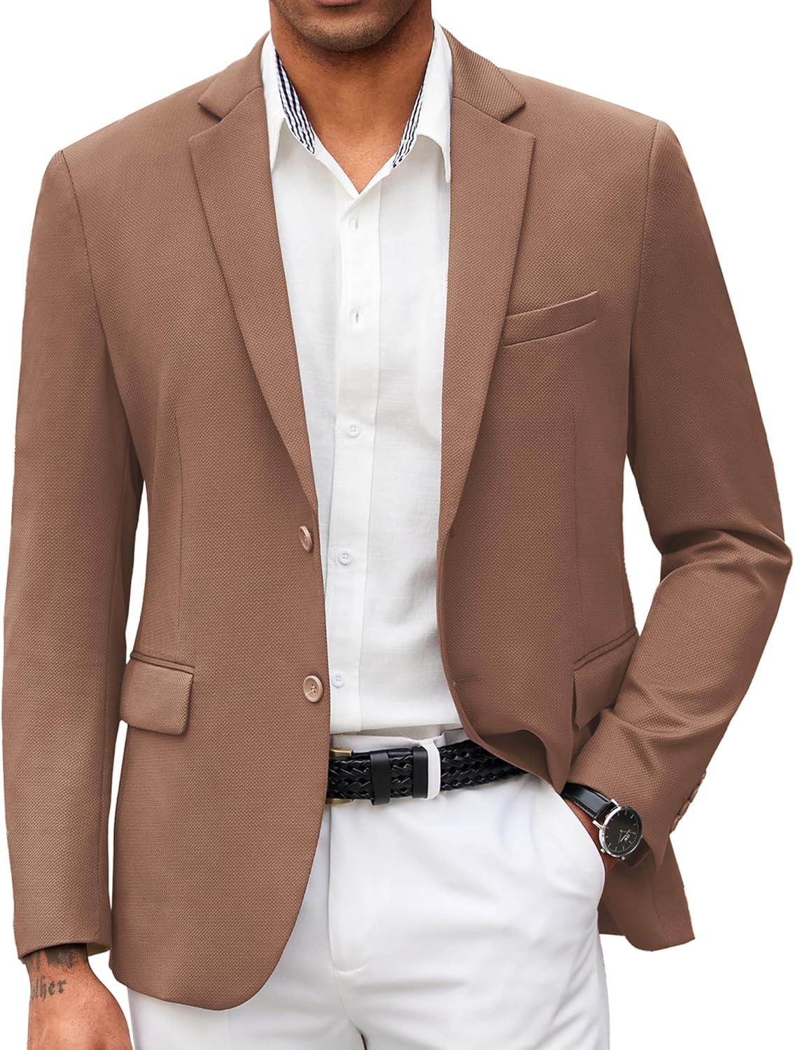 COOFANDY Mens Casual Blazer Slim Fit Lightweight Knit Jacket