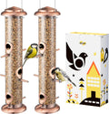 Metal Bird Feeder Brushed Copper 6-Port Hanging Pack of 2 - Durable