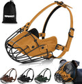 Pitbull Metal Basket Muzzle - Reflective Leather Straps for Secure Fit