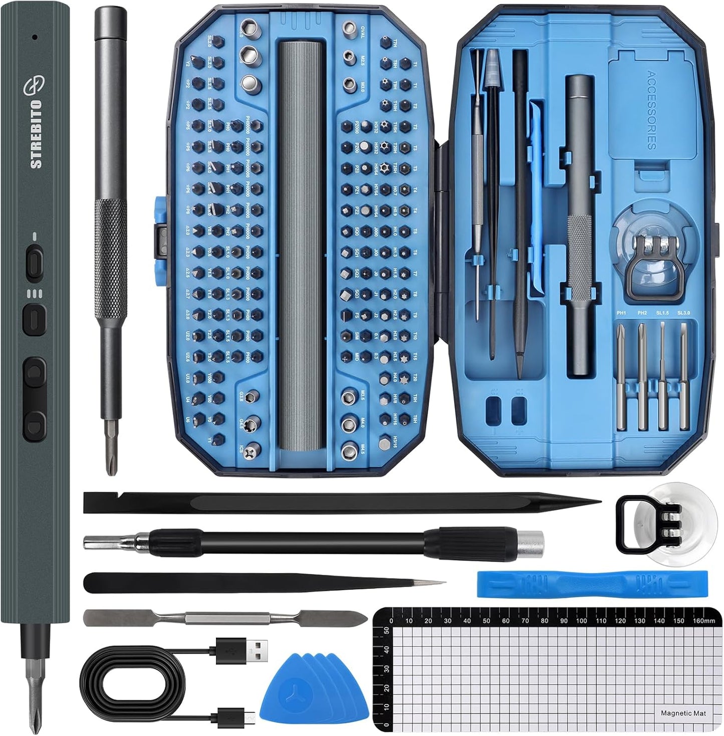STREBITO Mini Electric Screwdriver Set for Precision Tasks