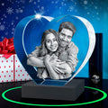 Heart-Shaped 3D Crystal Photo for Her - Personalized Christmas Gift