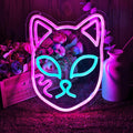 Demon Fox Face Neon Sign - Anime Mask Neon Light for Walls