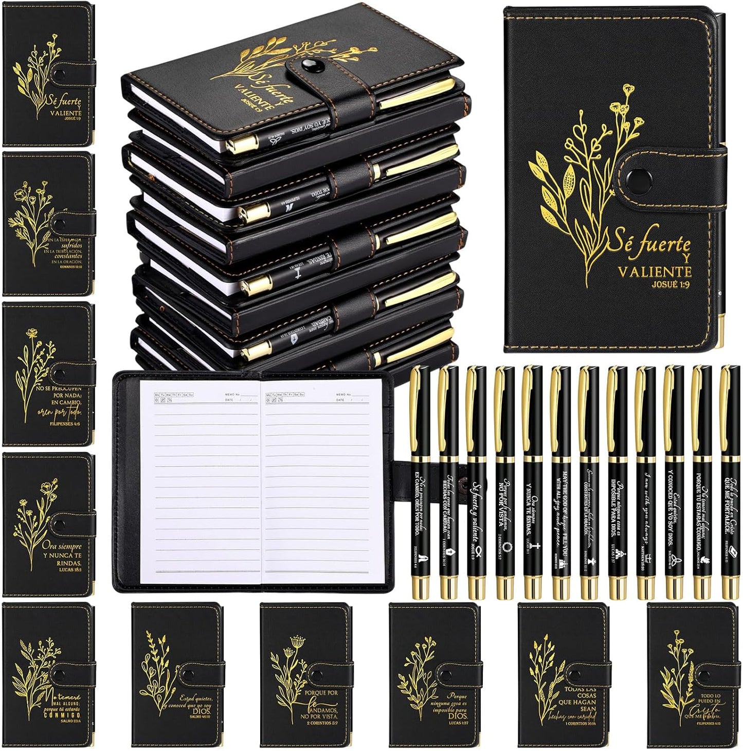 Spakon 30 Sets Christian Gifts Bulk Leather Notebook with Pen