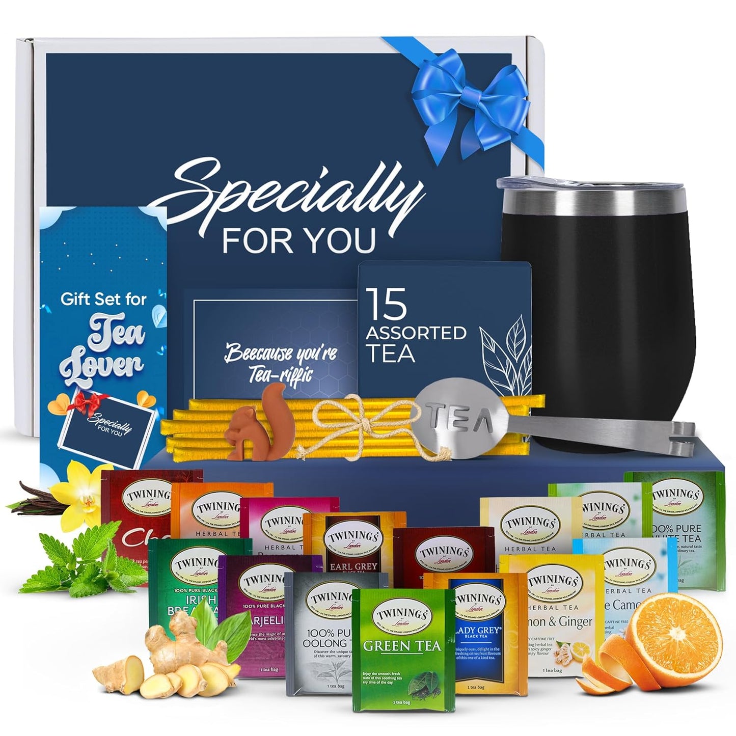 Luxurious Tea Gift Set with Unique Teas and Elegant Tumbler