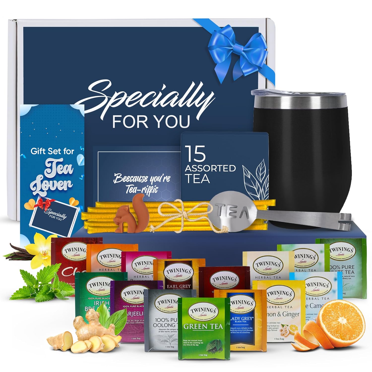 Luxurious Tea Gift Set with Unique Teas and Elegant Tumbler