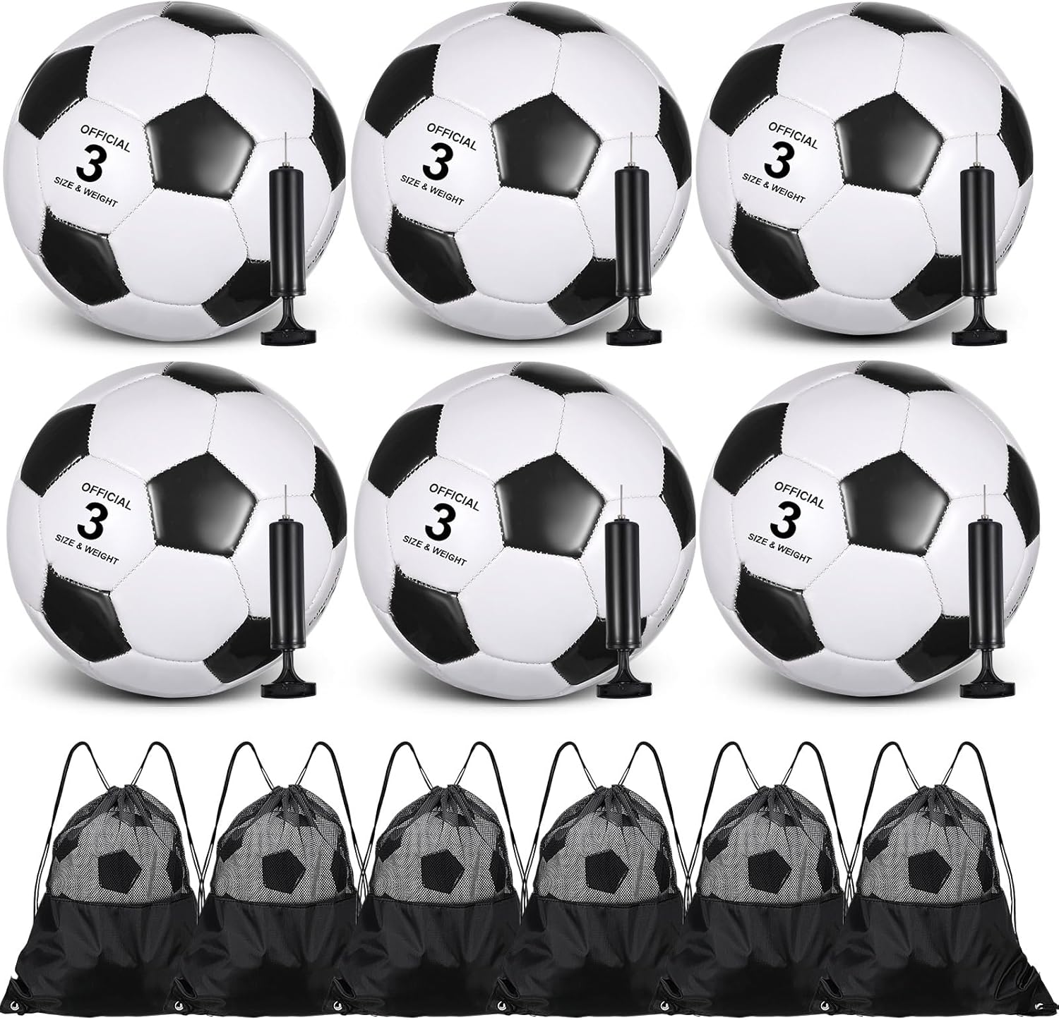 Ceenna 6 Pcs Christian Charity Soccer Ball Set with Pump