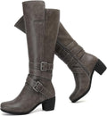 Women's Knee High Boots with Chunky Heel and Pointed Toe (Style YW3N)