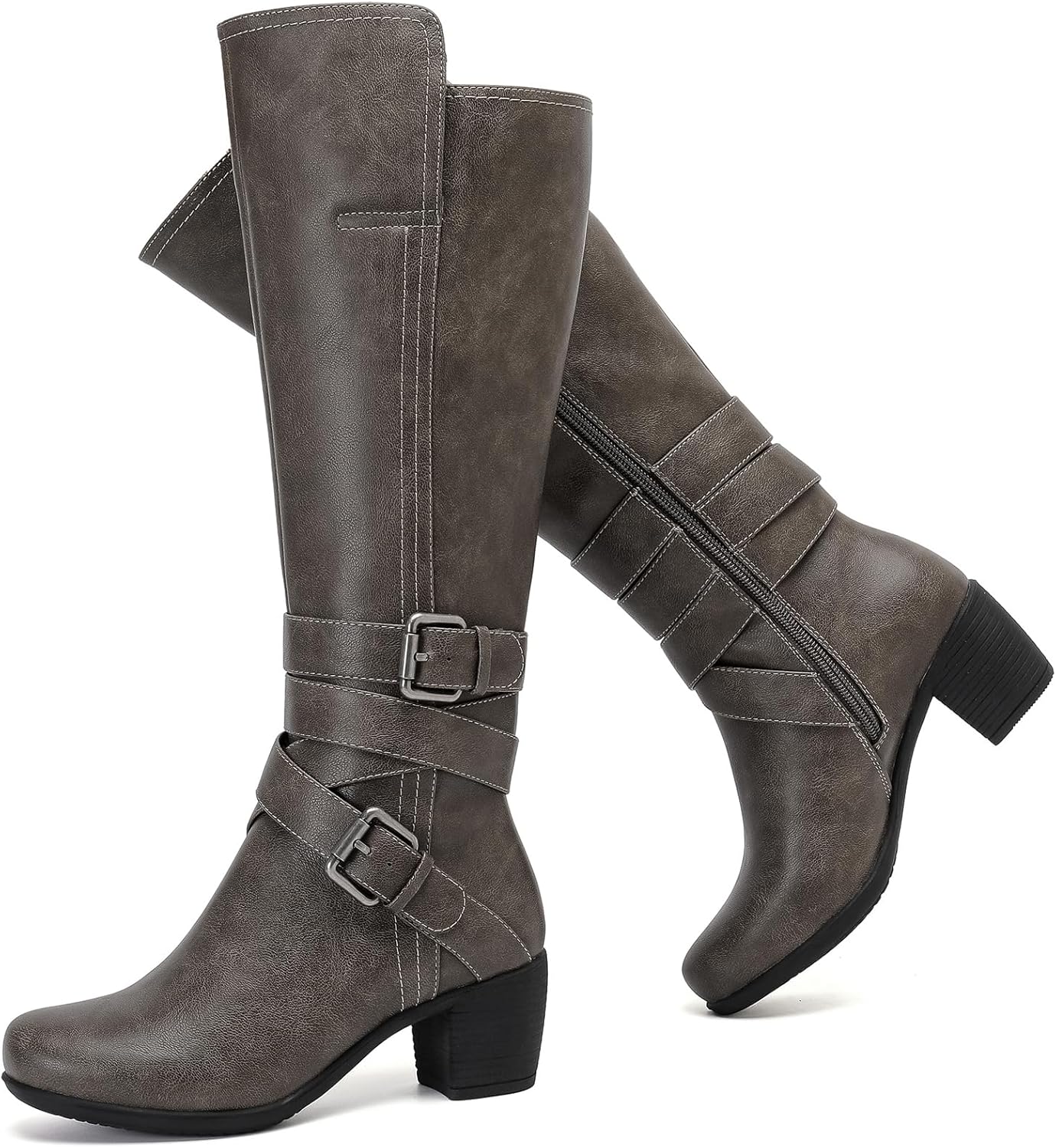 Women's Knee High Boots with Chunky Heel for Fall and Winter